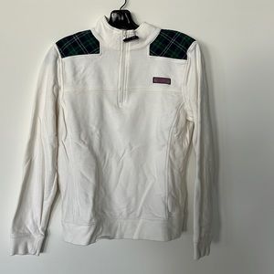 Cream & Plaid quarter zip by Vineyard Vines